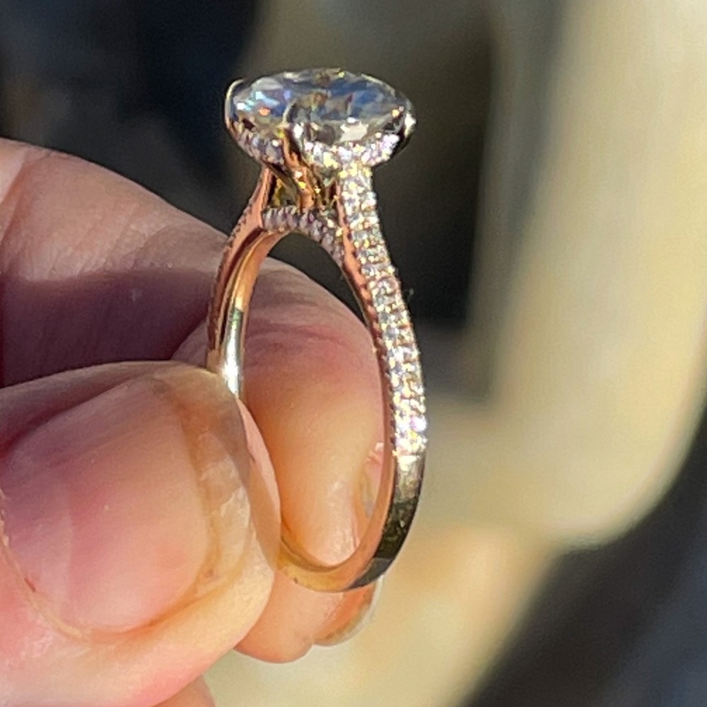 14k Gold 3ct Hidden Halo w/ Double Pave D, VVS1 Moissanite - Picture 14 of 17